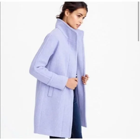 J. Crew Stadium Cloth Cocoon Lilac French Purple Wool Coat Sz 00 Nello Gori B277